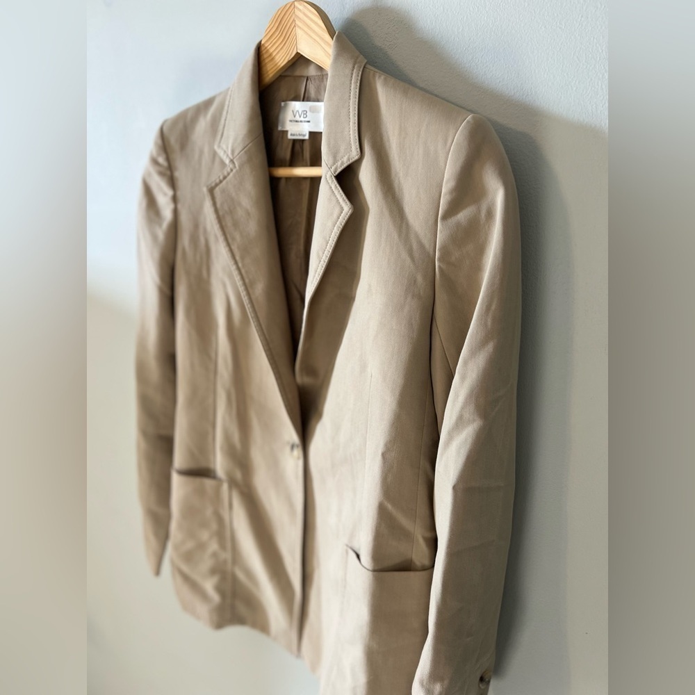 Victoria Beckham Oversized Wool Blazer Beige Size 2 - Picture 6 of 14